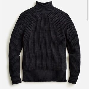 J. Crew Women’s Black Relaxed Rollneck 100% Cotton Knit Sweater Size Medium